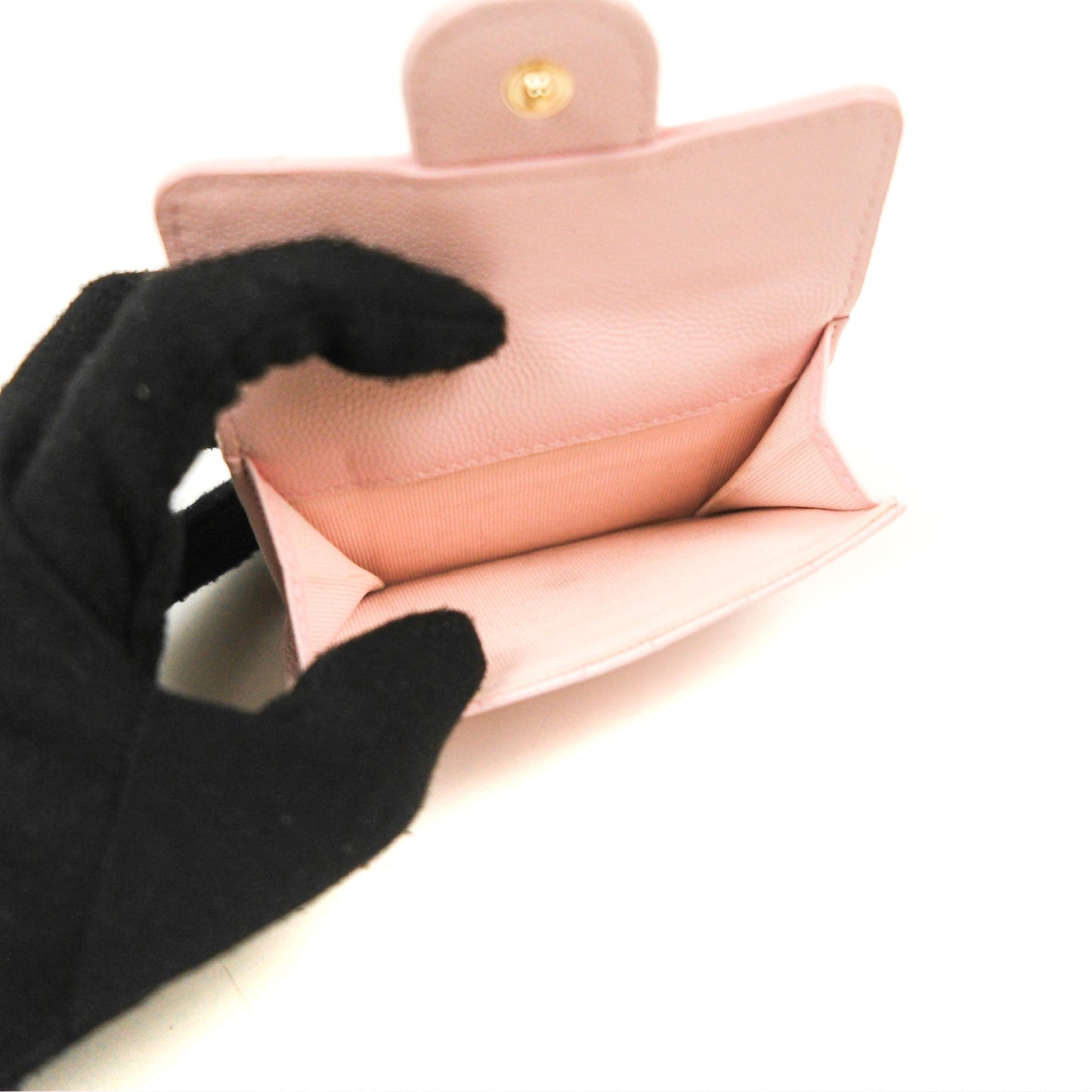 Chanel Quilted Small Classic Flap Trifold Wallet Pink Caviar Gold Hardware