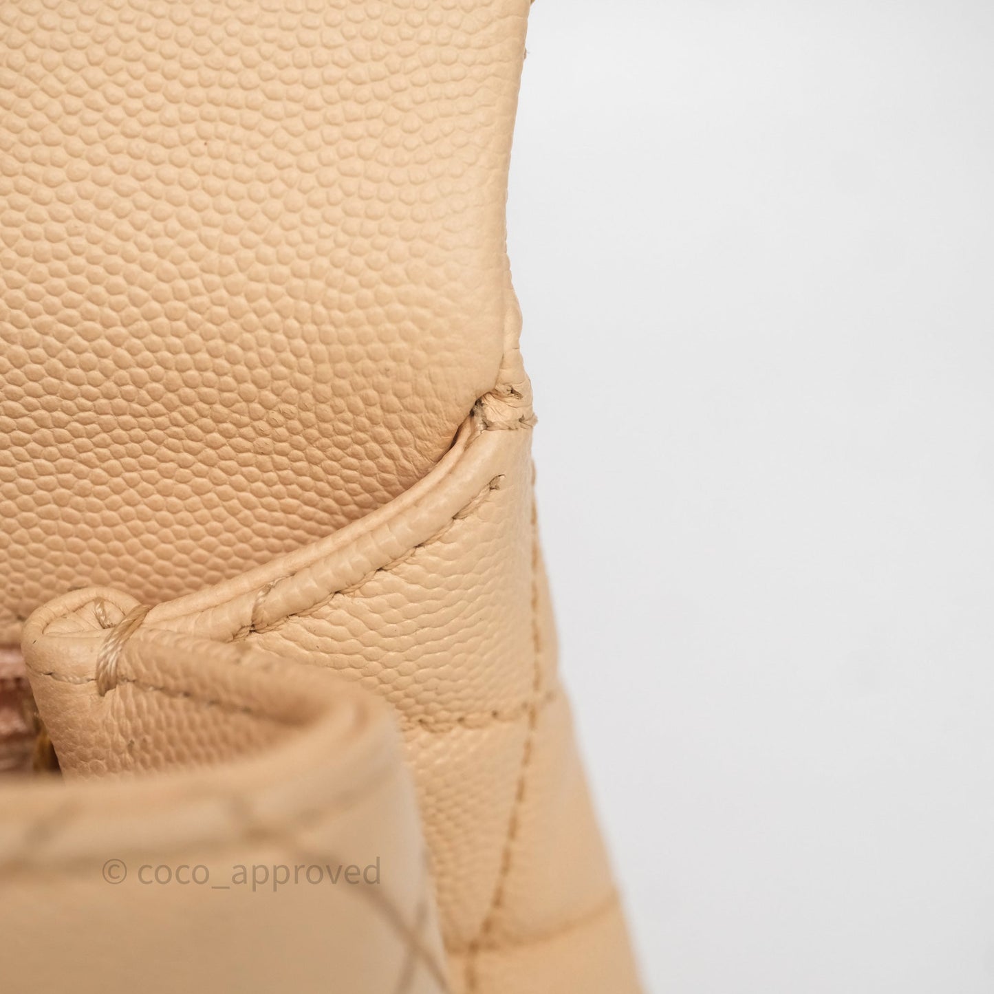 Chanel Small Coco Handle Quilted Beige Caviar Aged Gold Hardware