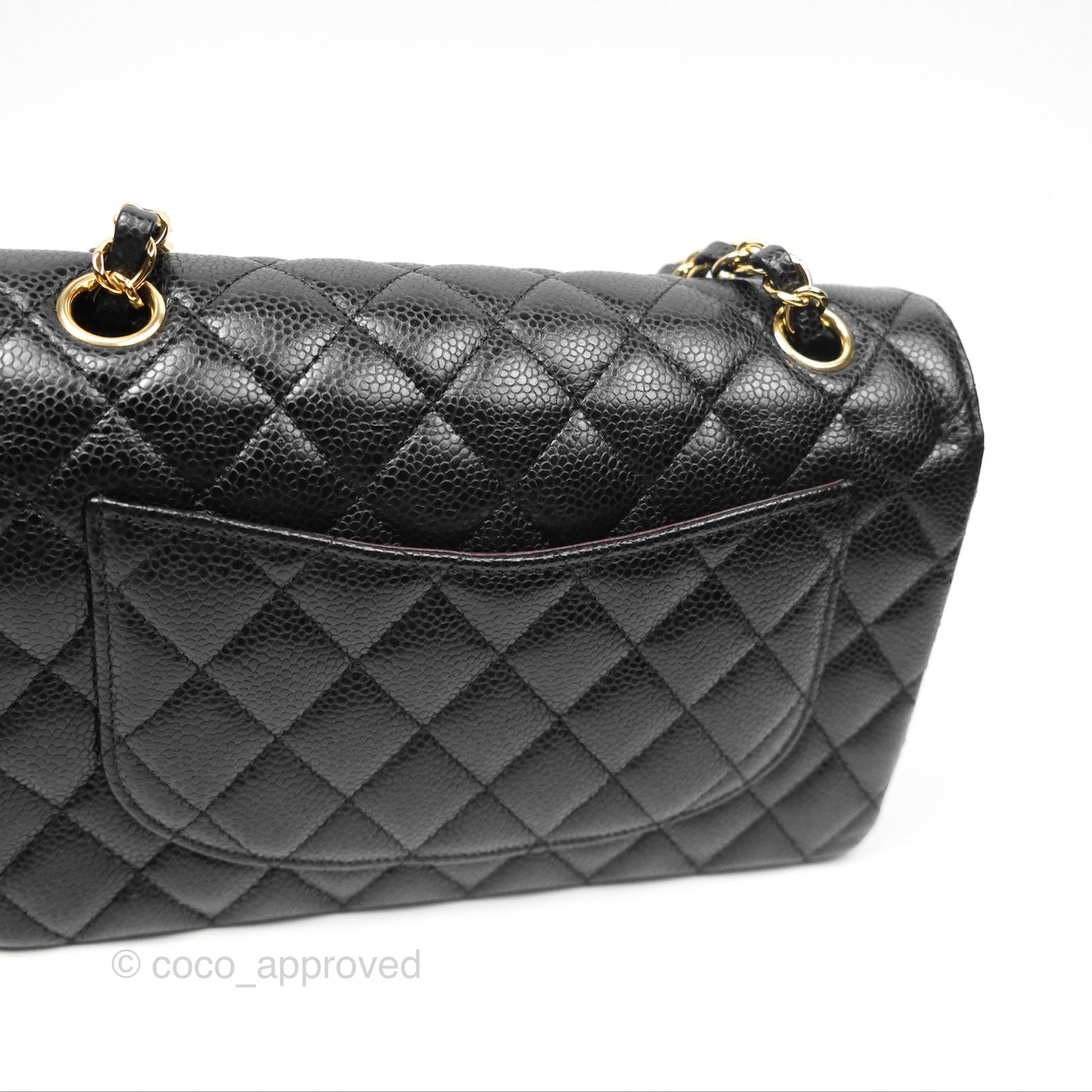 Chanel Small Classic Flap Quilted Black Caviar Gold Hardware