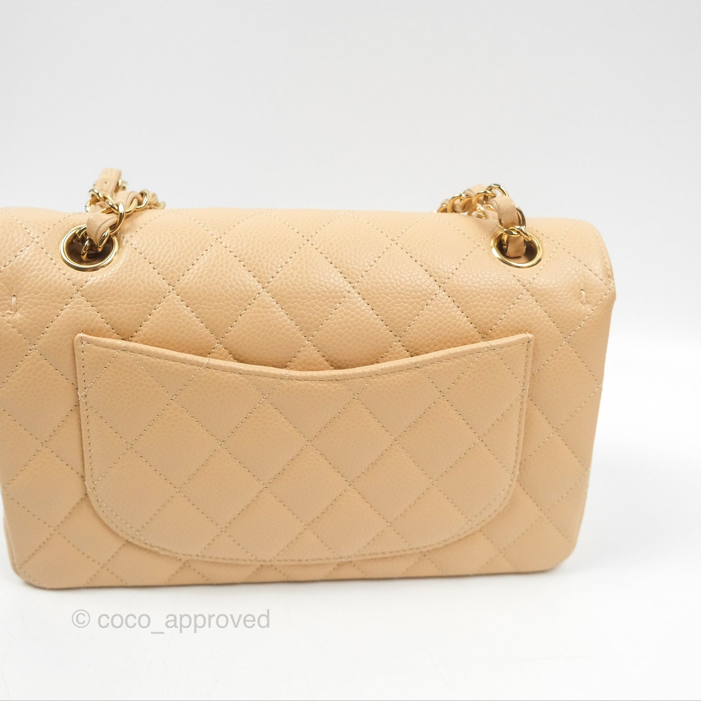 Chanel Small Quilted Classic Flap Beige Caviar Gold Hardware