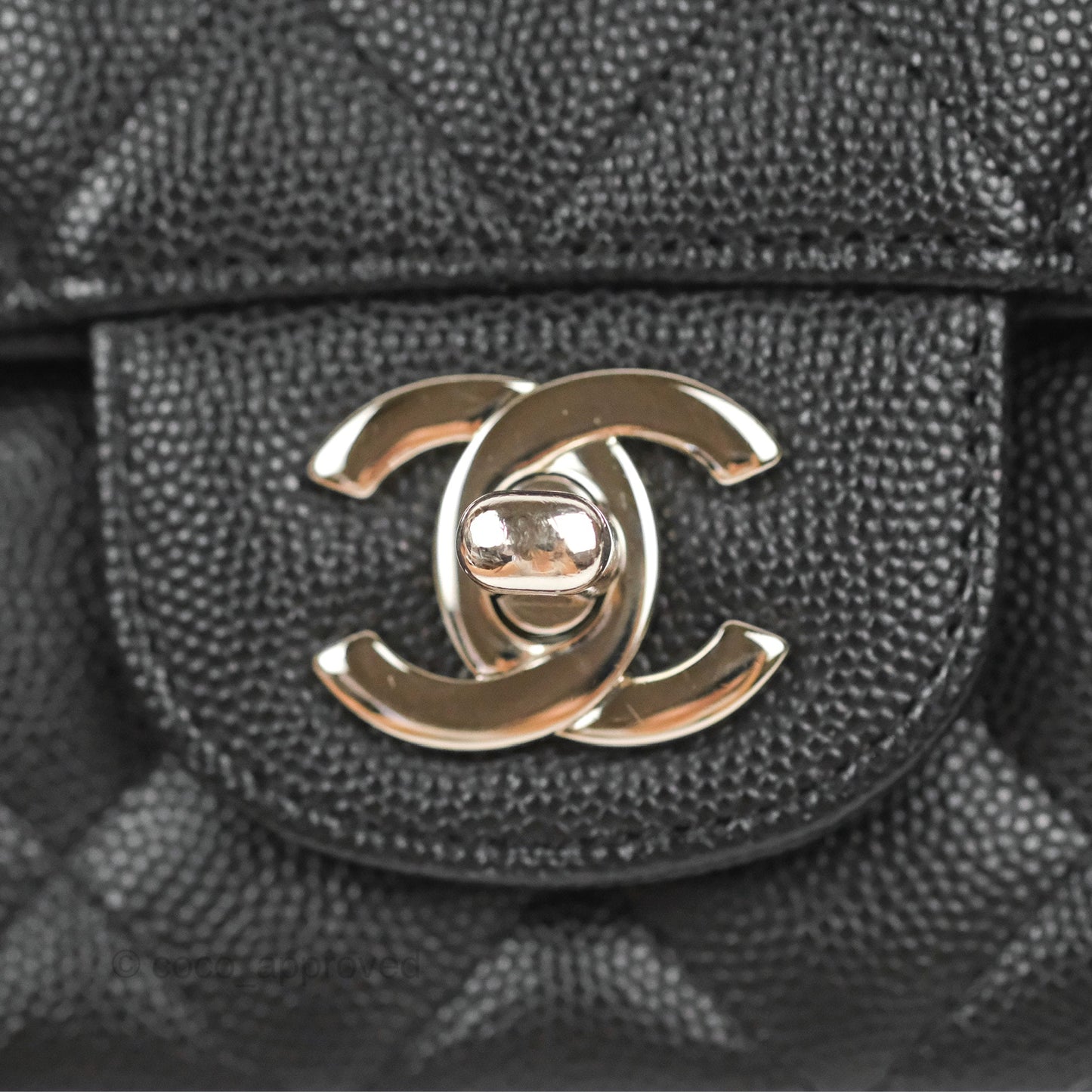 Chanel Quilted Mini Rectangular Flap Black Caviar Silver Hardware