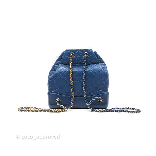 Chanel Small Gabrielle Backpack Blue Aged Calfskin