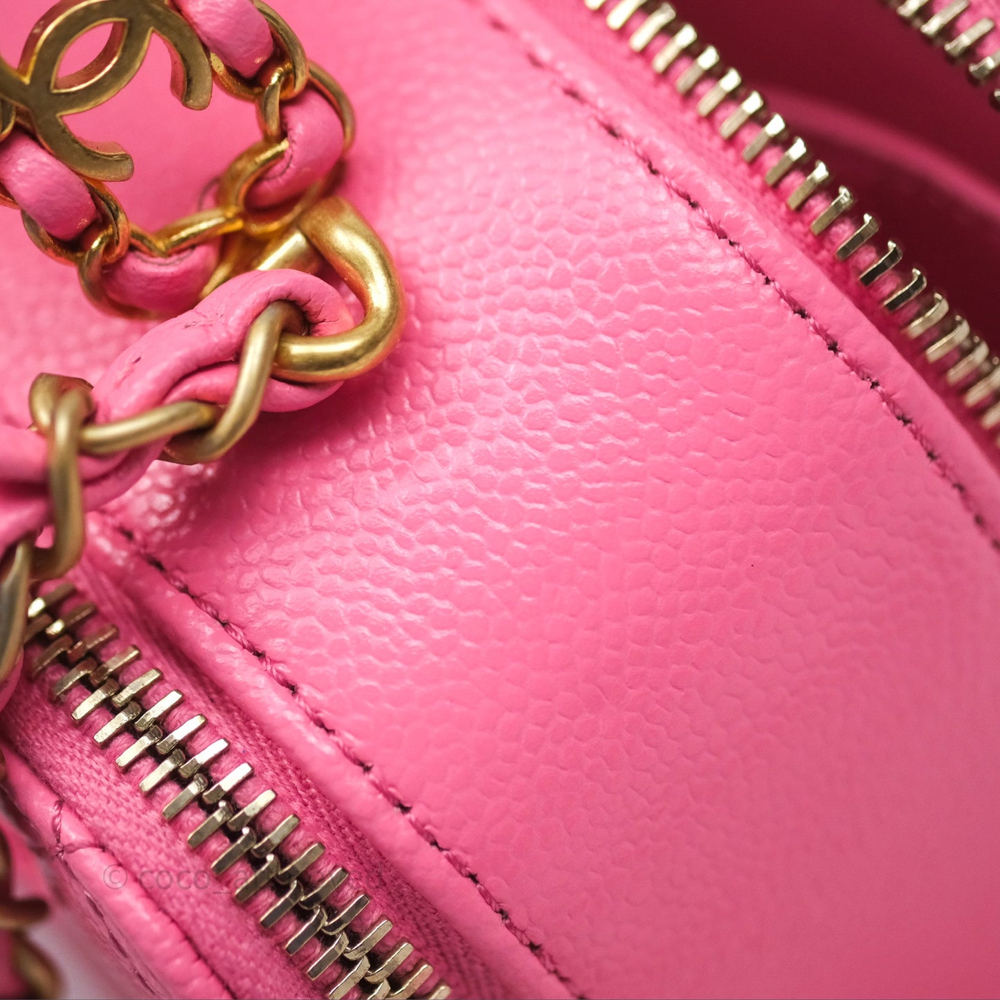 Chanel Quilted Pick Me Up Small Vanity Case Hot Pink Caviar Aged Gold Hardware
