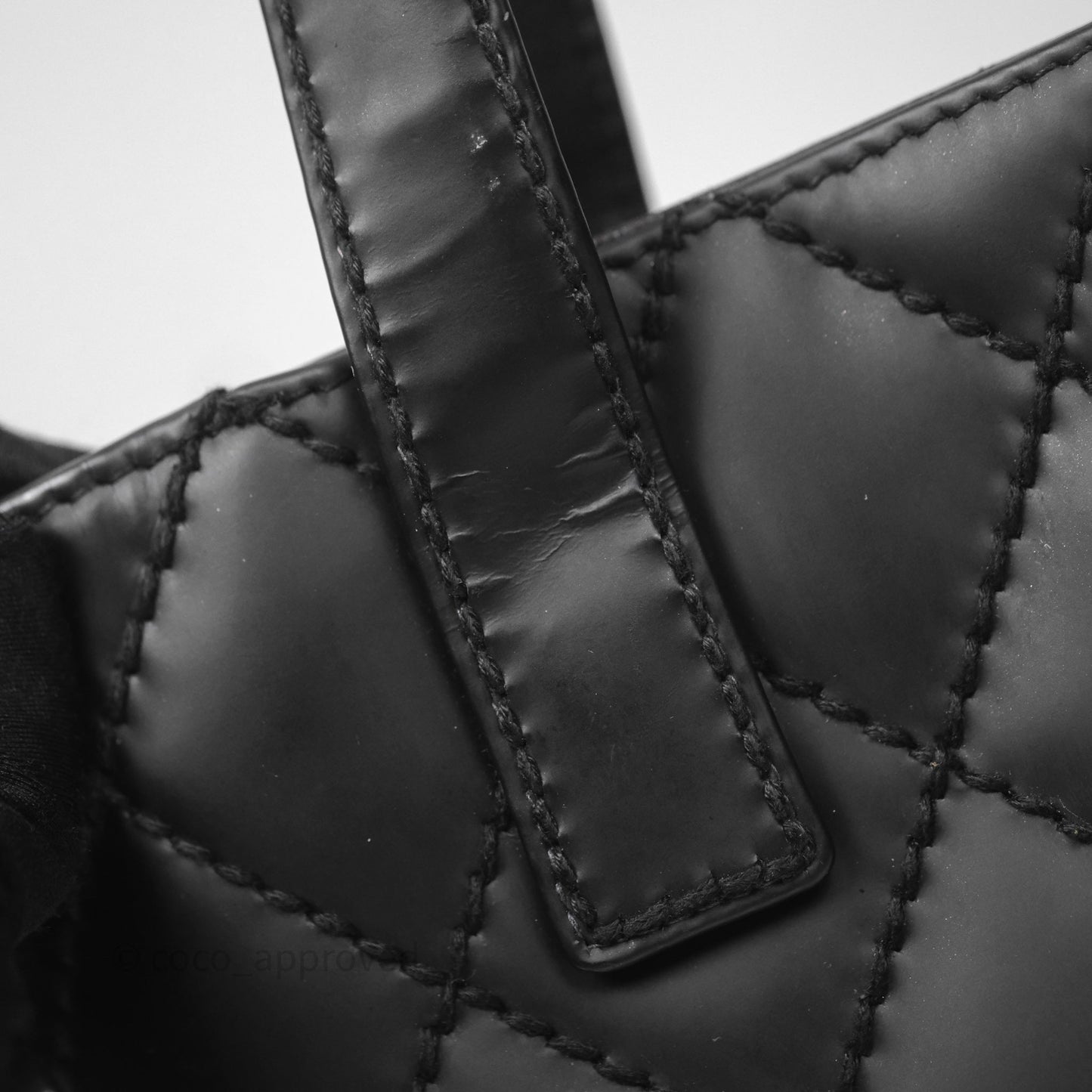 Chanel Vintage Quilted CC Tote Bag Matte Black Calfskin Gold Hardware
