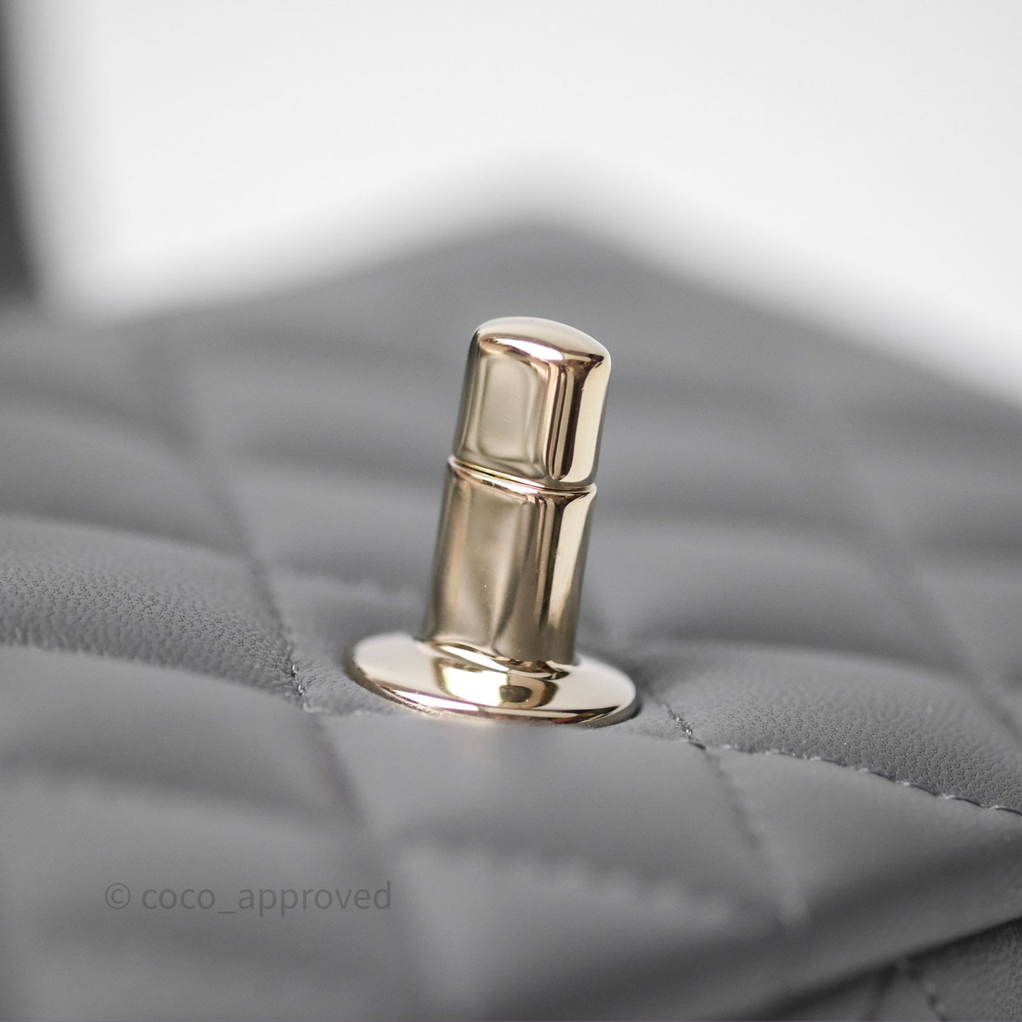 Chanel Top Handle Mini Rectangular Flap Grey Lambskin Gold Hardware