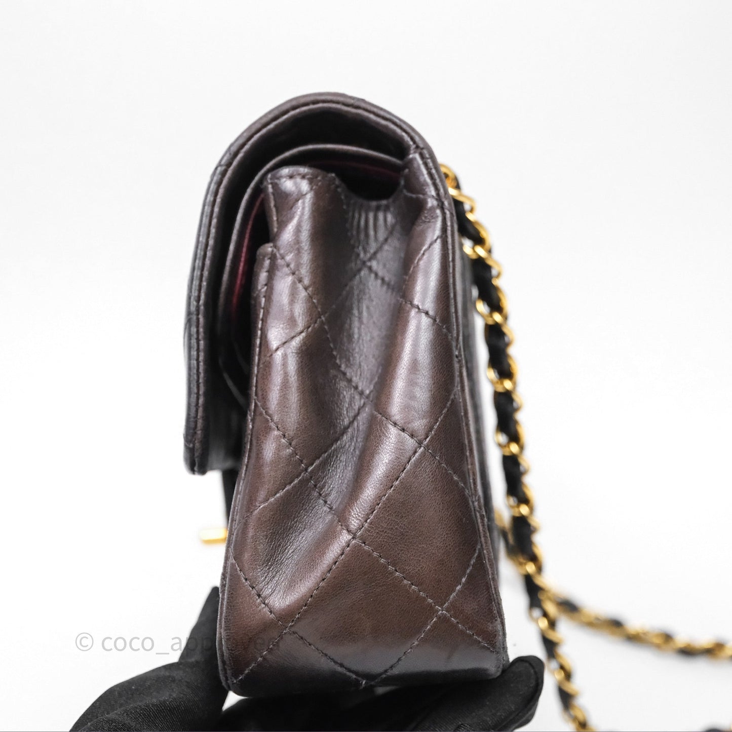 Chanel Vintage Lambskin Small Double Flap Bag Black Gold Hardware
