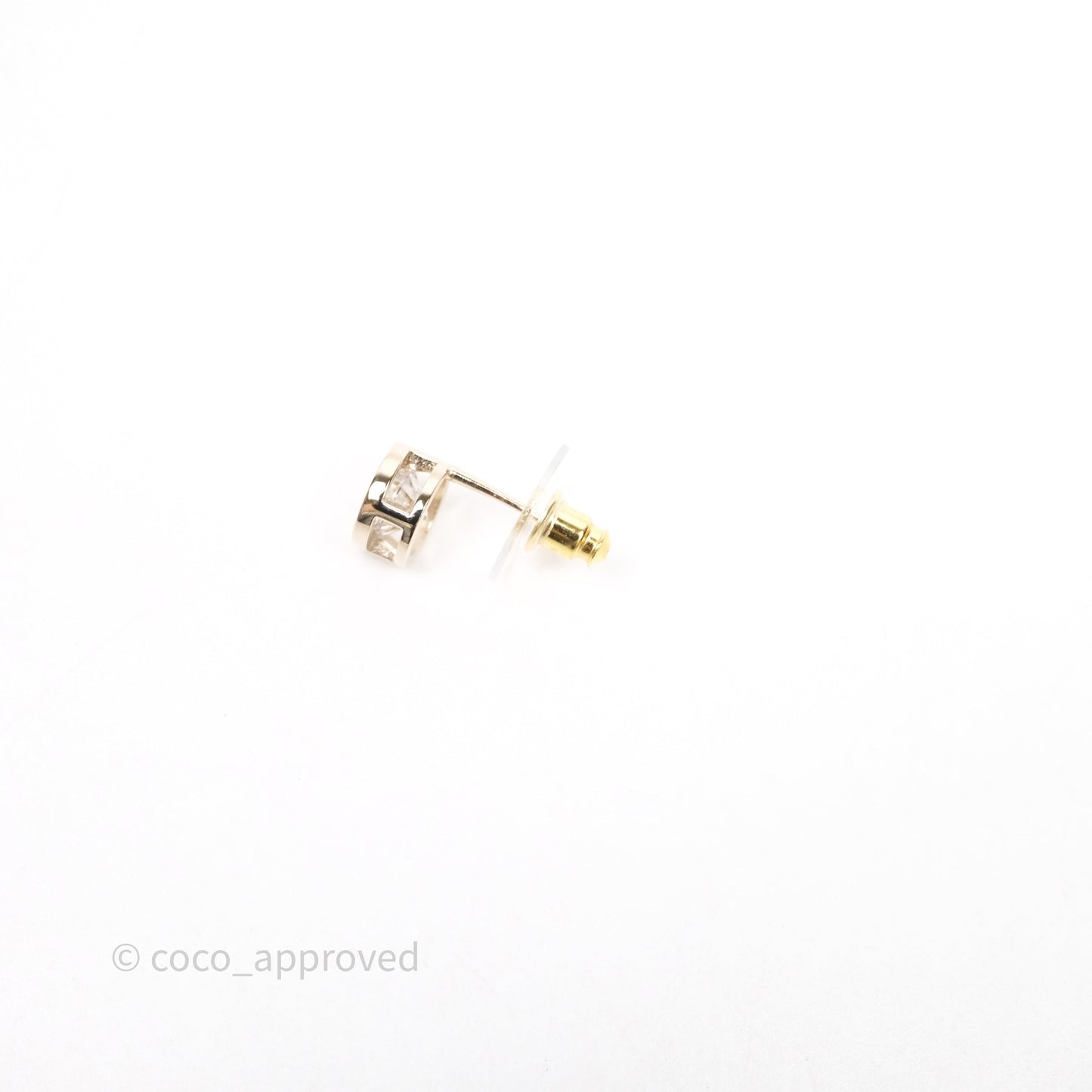Chanel Crystals CC Round Earrings Gold Tone 25V