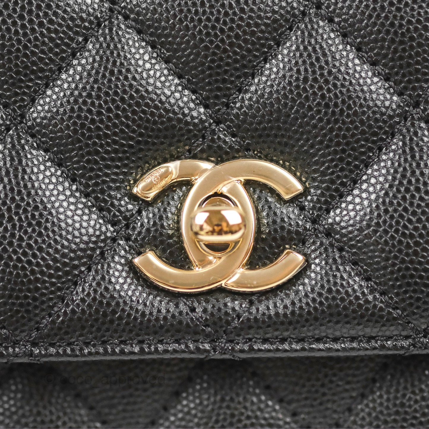 Chanel Small Quilted Coco Handle Black Caviar Gold Hardware