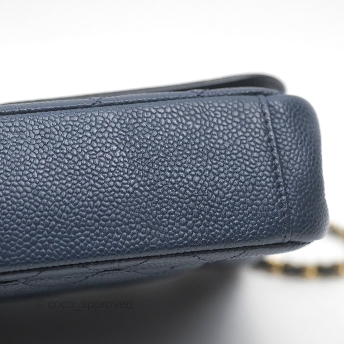 Chanel Small CC Filigree Flap Quilted Navy Black Caviar Aged Gold Hardware