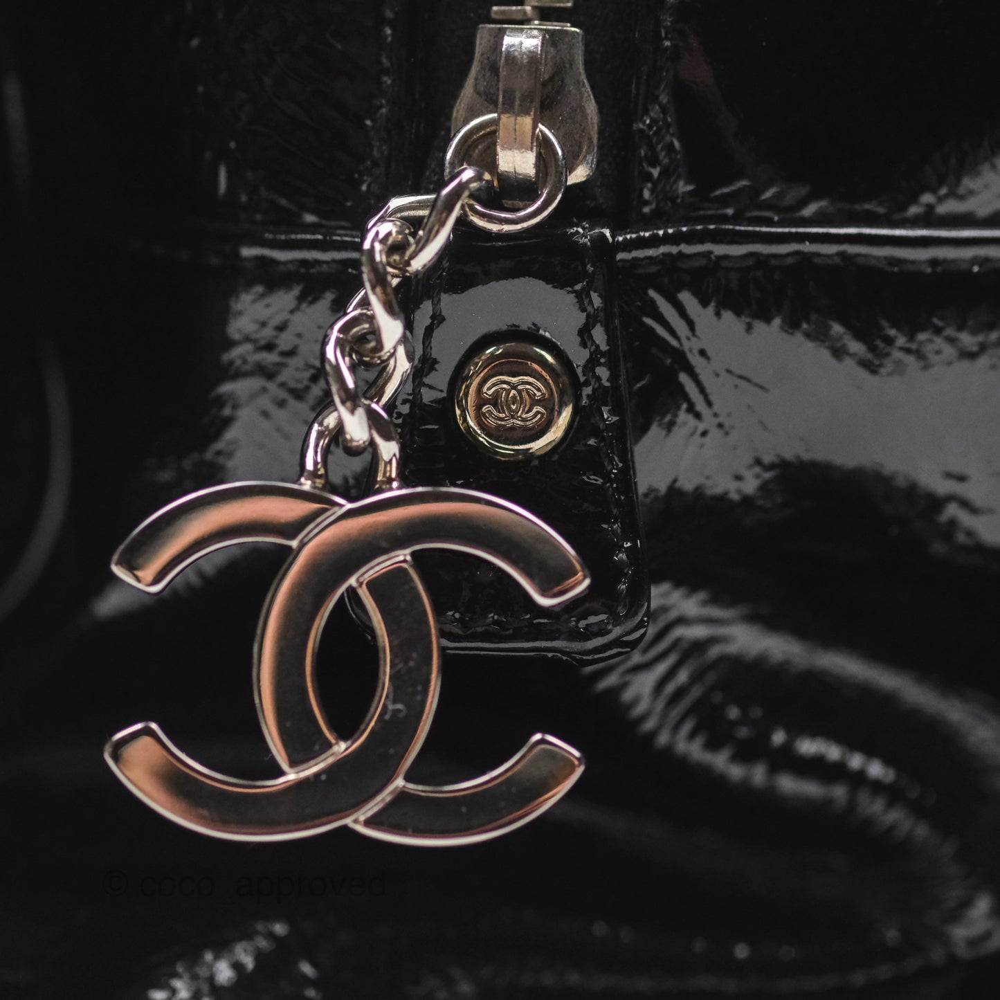Chanel Bowling Tote Bag Black Glazed Calfskin Silver Hardware