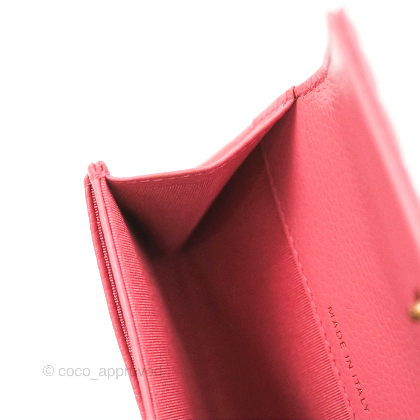 Chanel Camellia Card Holder Pink Caviar Gold Hardware