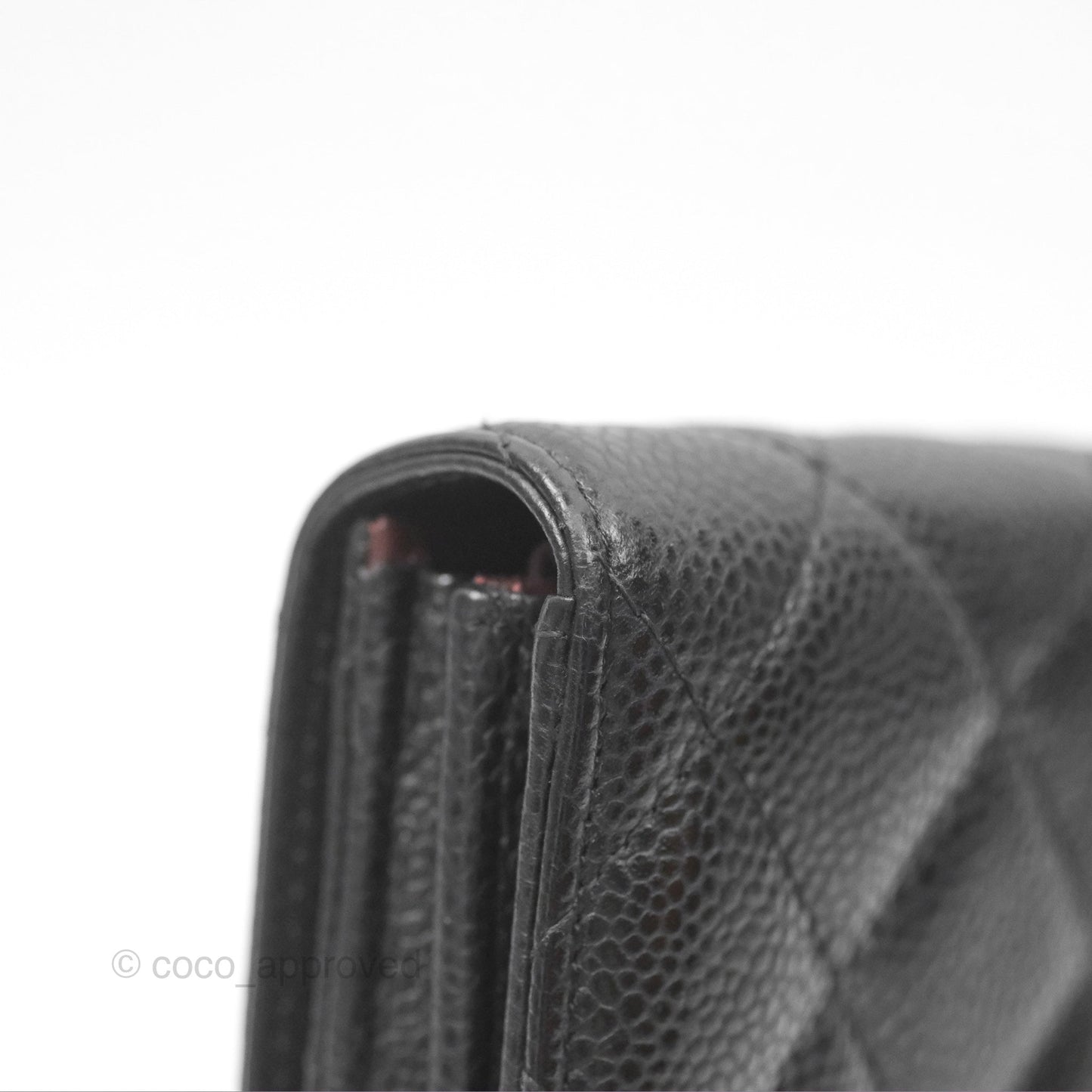 Chanel Classic Quilted Flap Long Wallet Black Caviar Gold Hardware