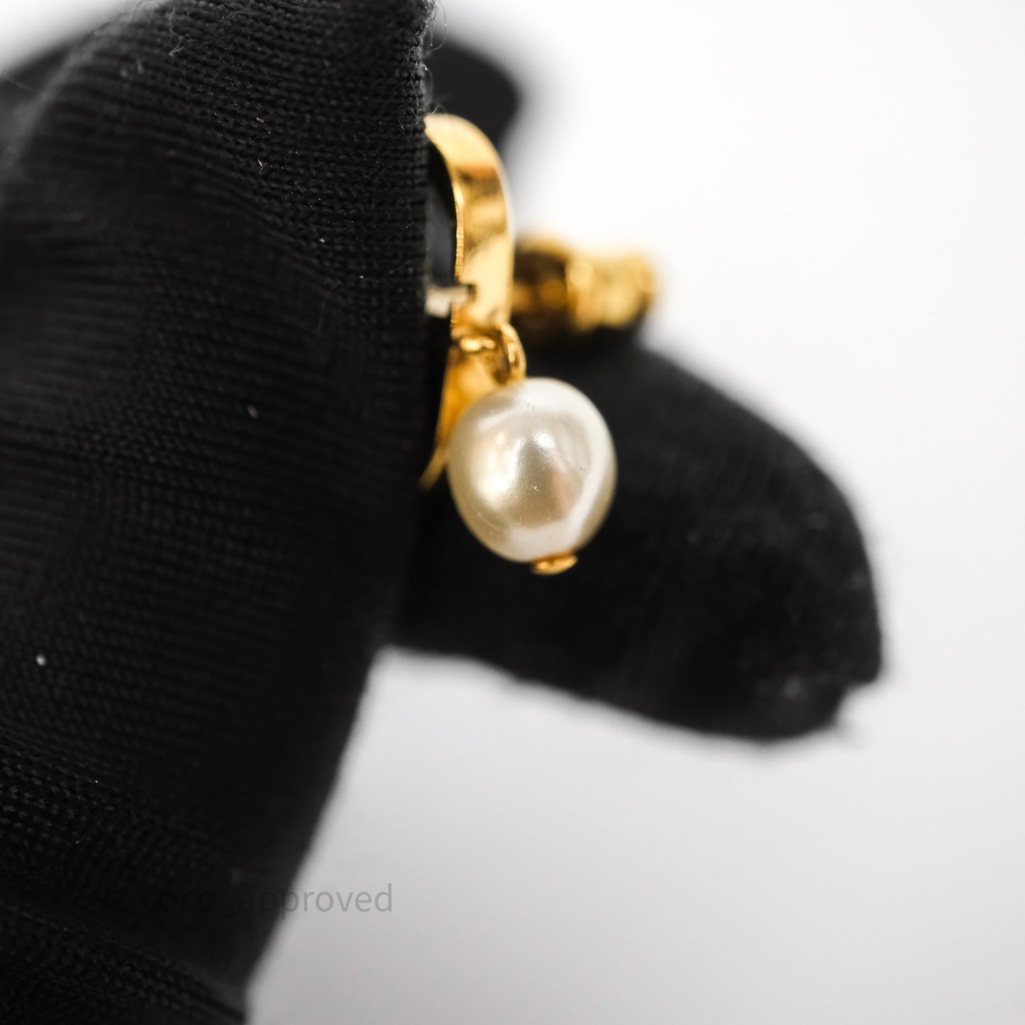 Christian Dior Petit CD Pearl Earrings Gold Tone