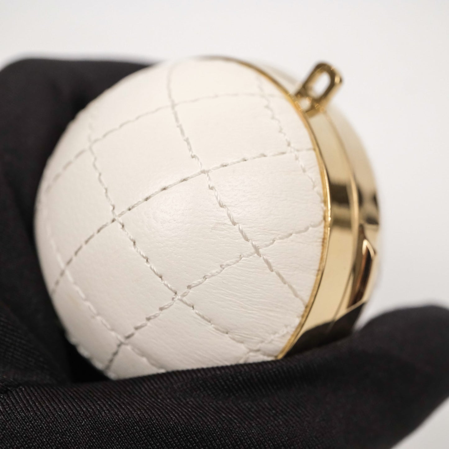Chanel Mini Ball Bag Charm White Lambskin Gold Hardware