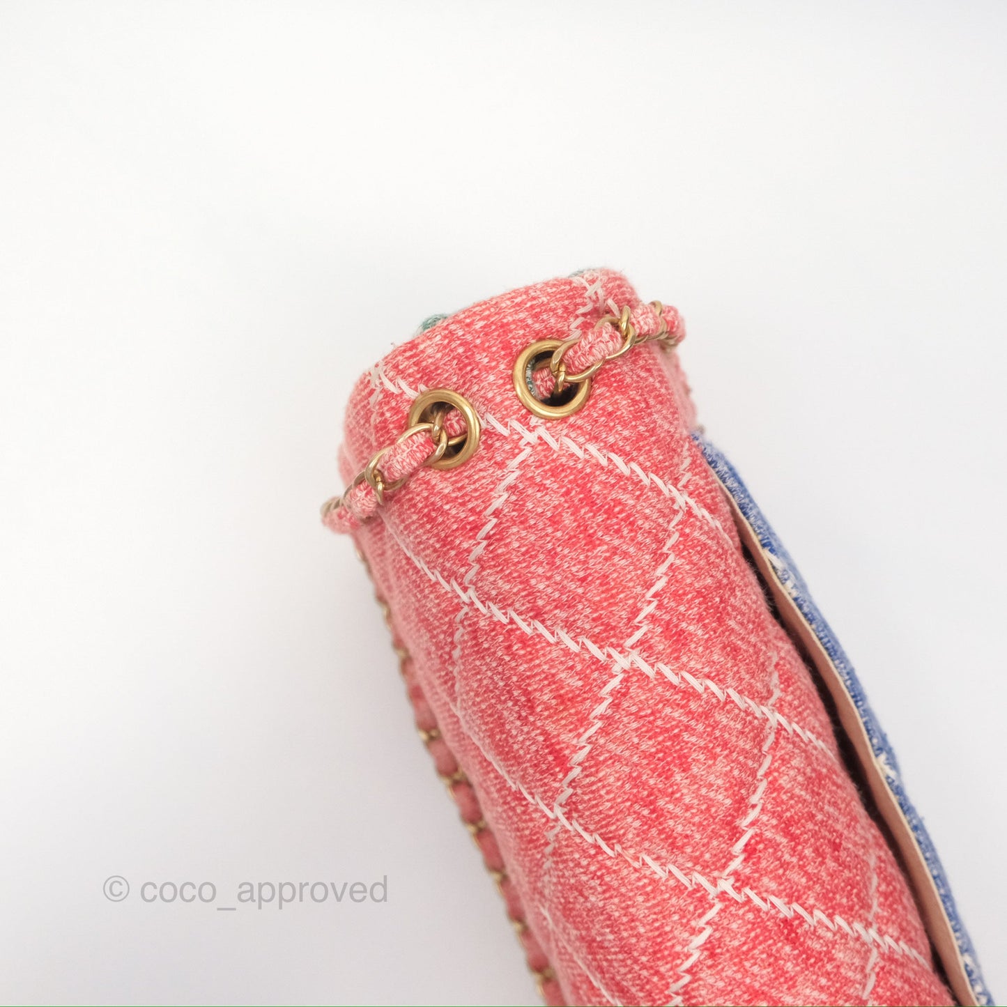 Chanel Denim Quilted Medium Flap Rainbow Gold Hardware