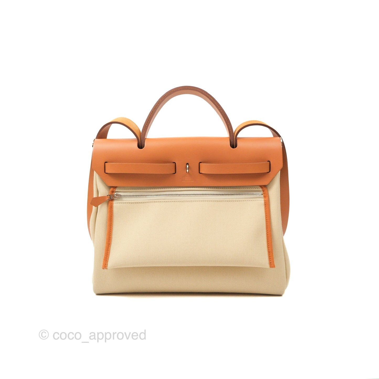 Hermès Herbag Zip 31 Retourne Beton / Nature Canvas Palladium Hardware