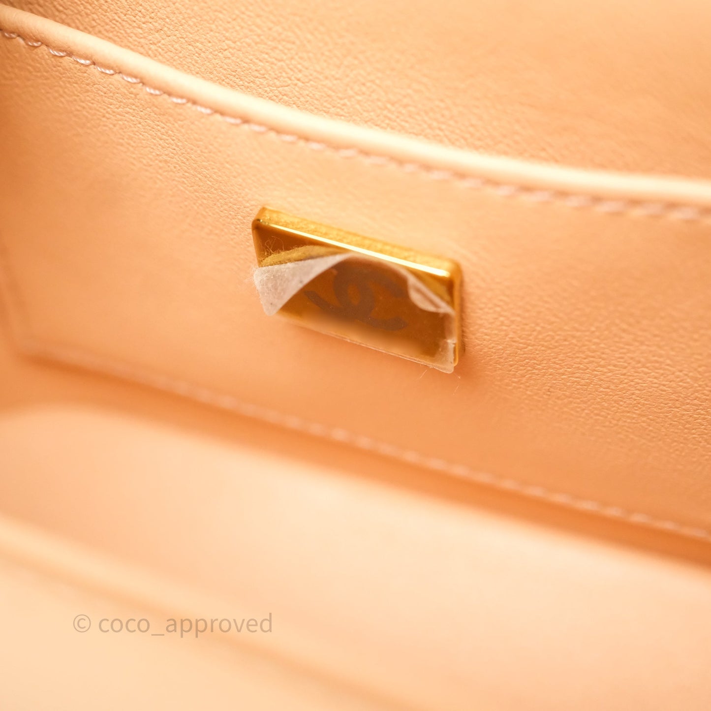 Chanel Vanity Case with Top Handle Orange Apricot Tweed Aged Gold Hardware
