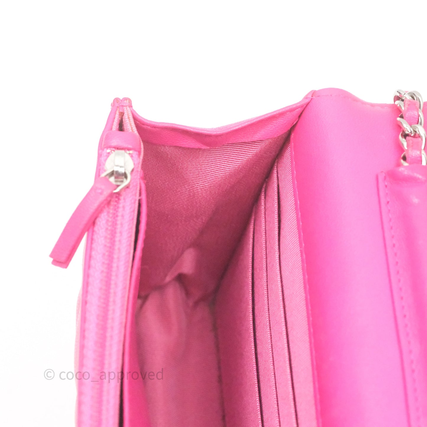 Chanel Quilted Wallet on Chain WOC Pink Lambskin Silver Hardware