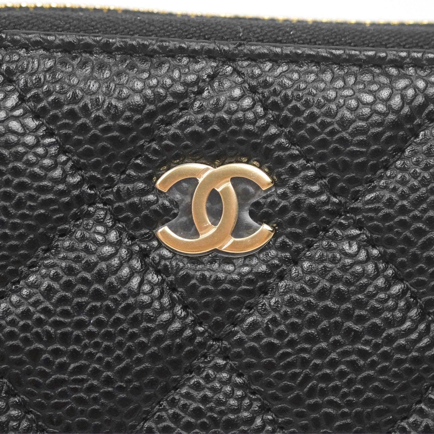 Chanel Classic Zipped Coin Purse Black Caviar Gold Hardware