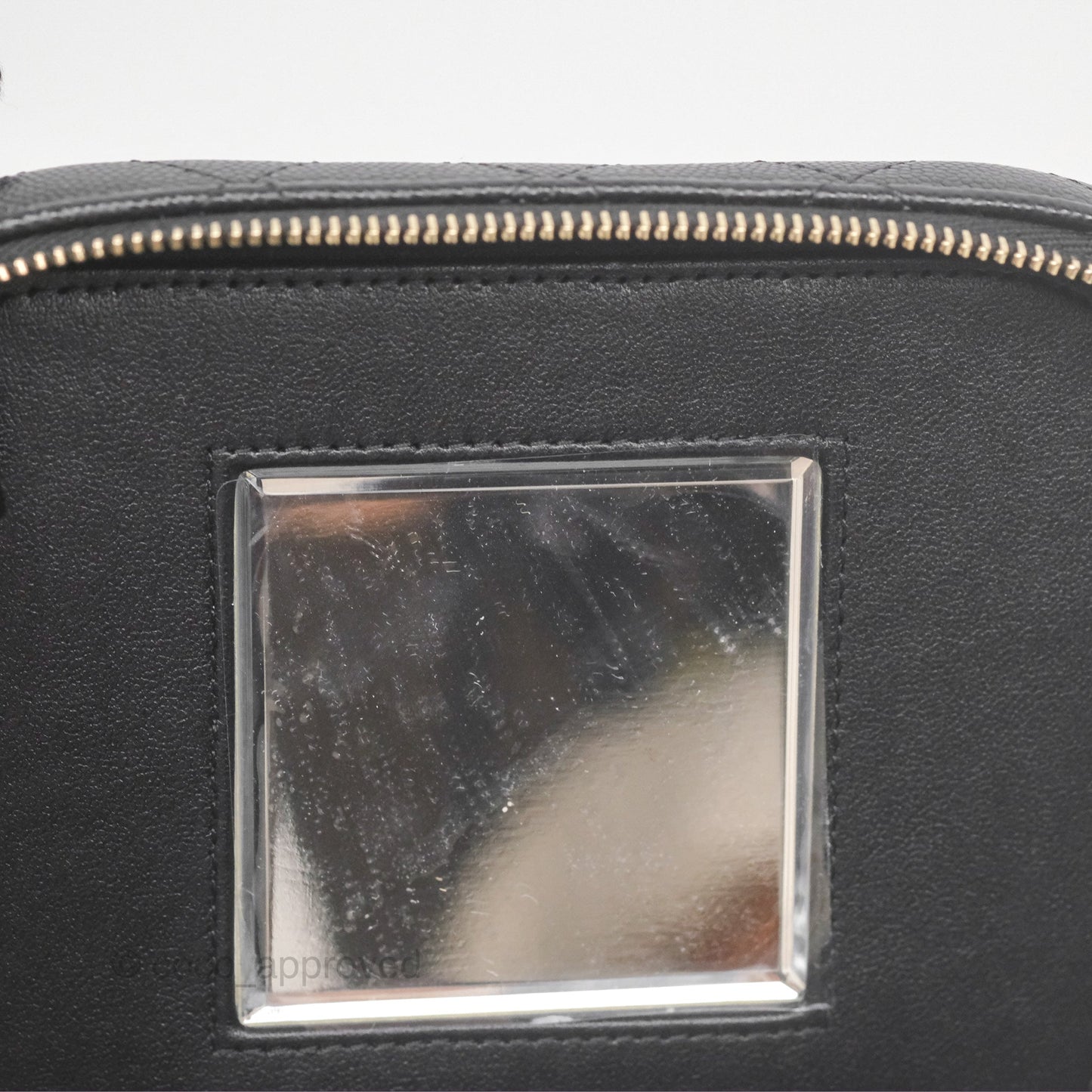 Chanel Quilted Top Handle Vanity Case Black Caviar Gold Hardware