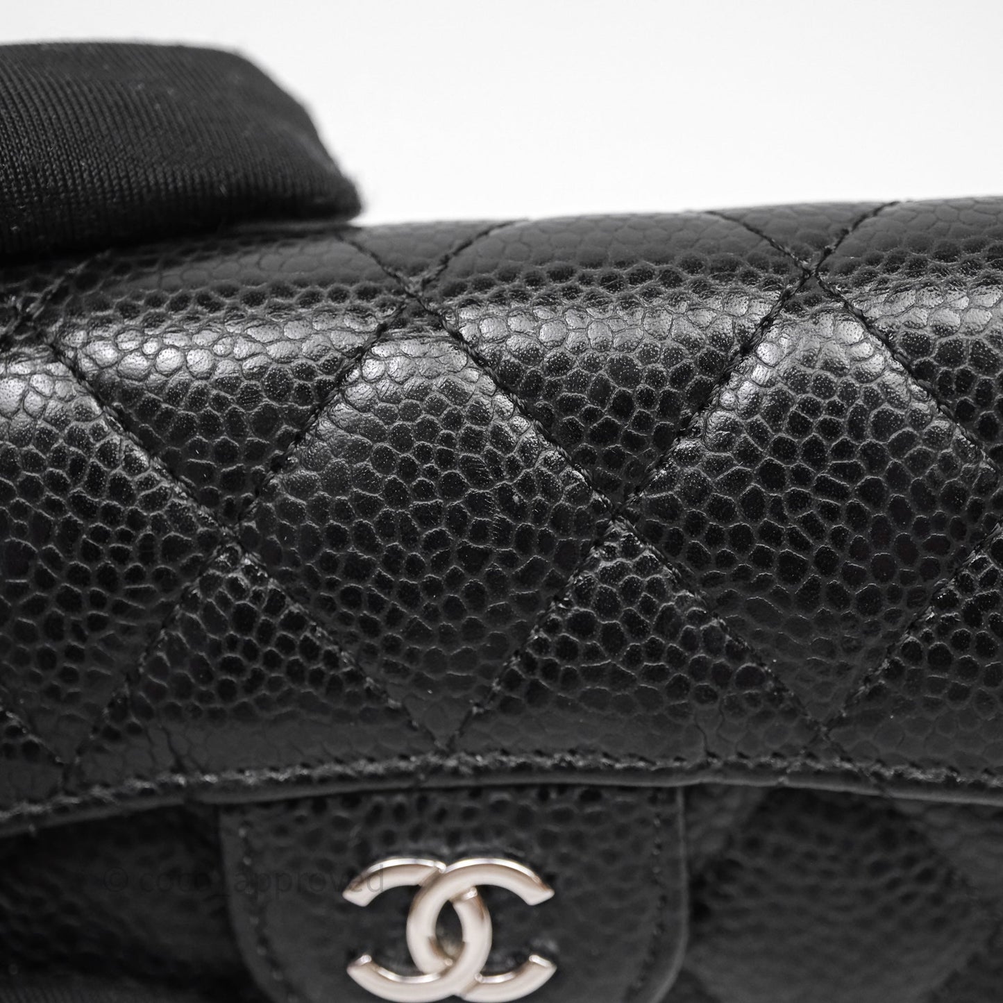 Chanel Quilted Flap Card Holder Black Caviar Silver Hardware
