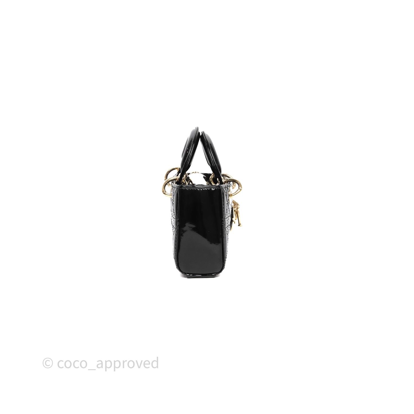 Christian Dior Micro Lady D-Joy Bag Black Patent Cannage Calfskin Gold Hardware