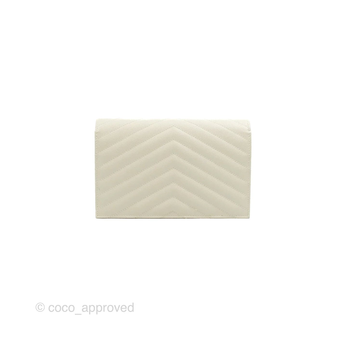 Saint Laurent Envelope Wallet On Chain Grained Leather Crema Soft Gold Hardware