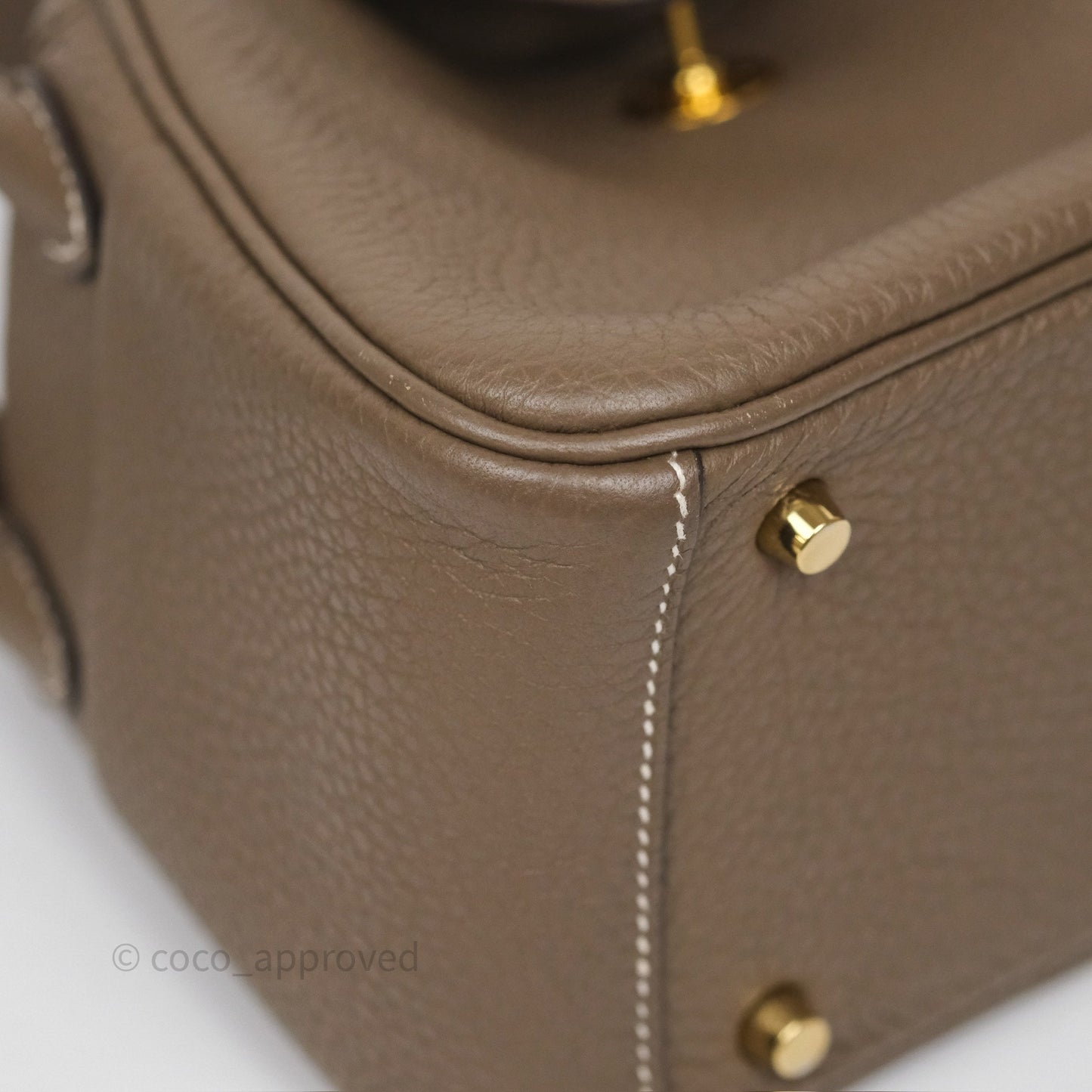 Hermès Mini Lindy 20 Etoupe 18 Clemence Gold Hardware