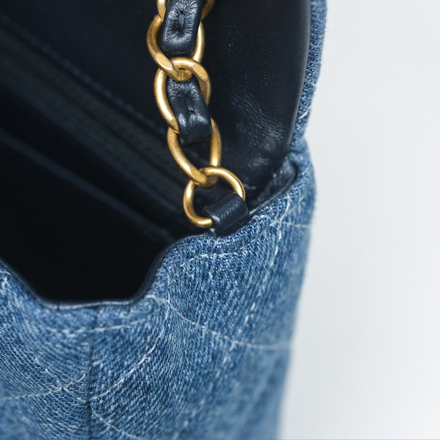 Chanel Quilted Mini Rectangular Flap Denim Aged Gold Hardware