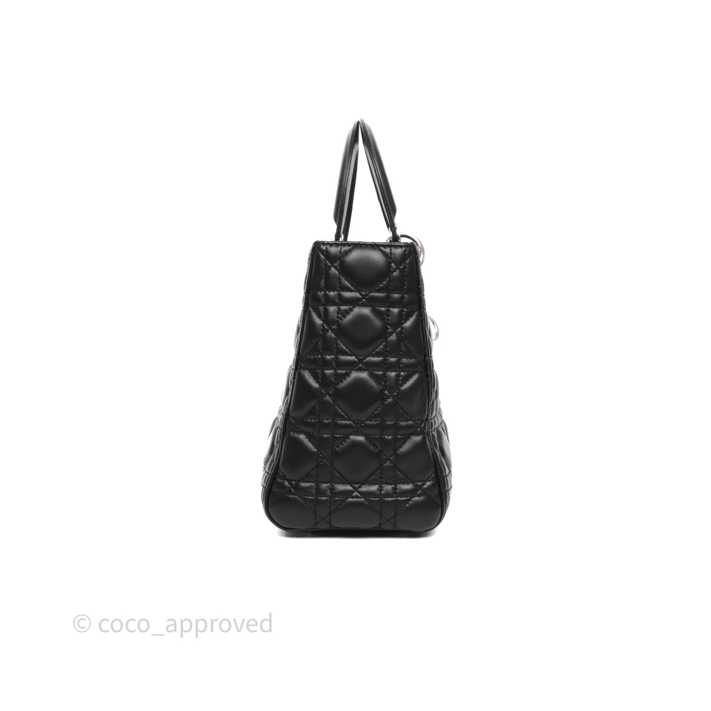 Christian Dior Medium Lady Dior Black Lambskin Silver Hardware