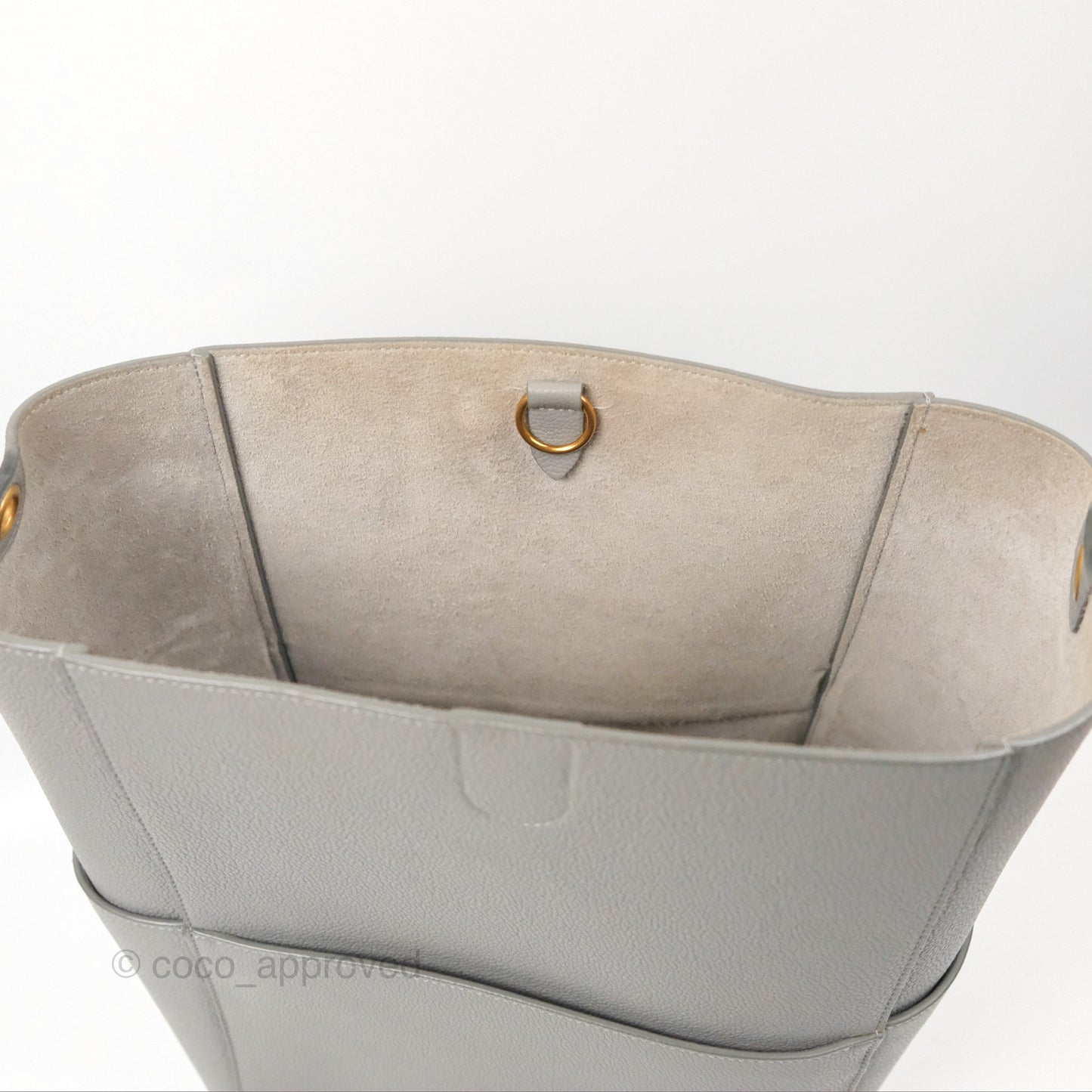 Celine Sangle Bucket Bag Grained Calfskin Grey