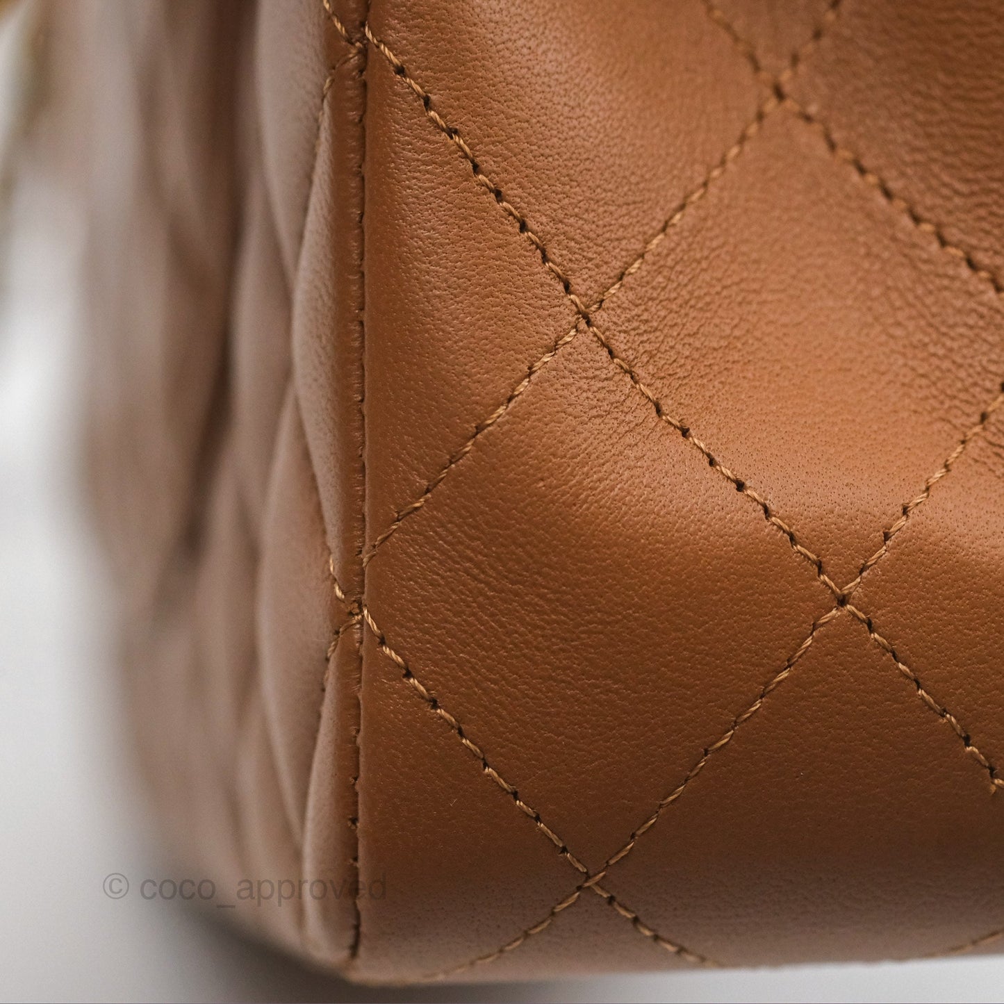 Chanel Classic M/L Medium Flap Quilted Brown Lambskin Gold Hardware