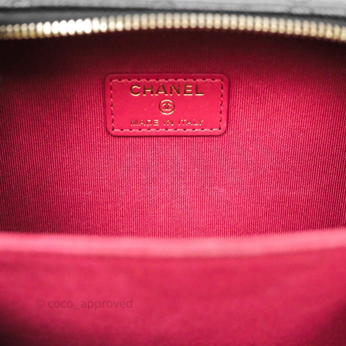 Chanel Quilted CC Coins Purse Chain Camera Case Black Caviar Aged Gold Hardware
