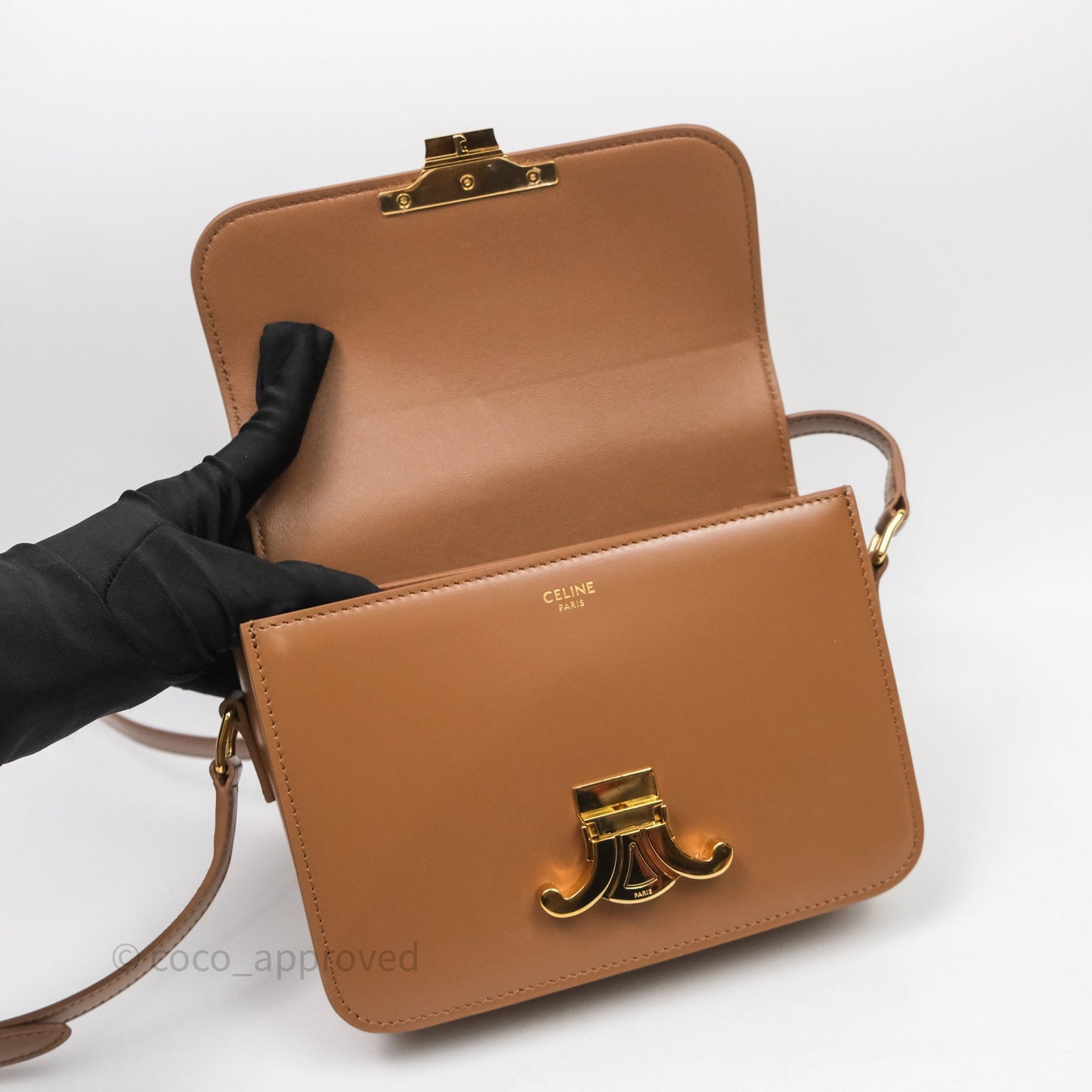 Celine Teen Triomphe Bag Shiny Calfskin Brown
