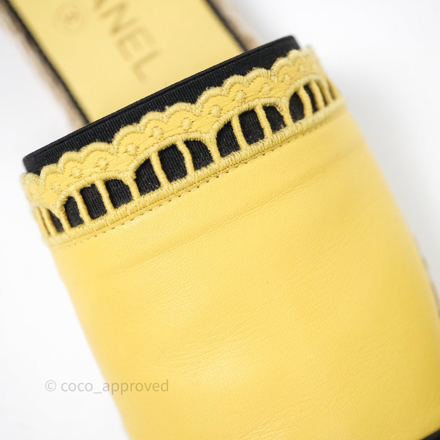 Chanel CC Logo Yellow/Black Slippers Size 38