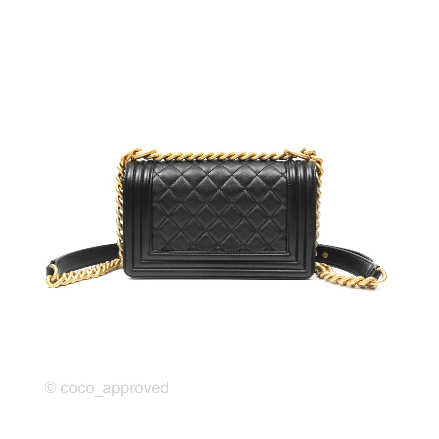 Chanel Small Boy Black Calfskin Aged Gold Hardware