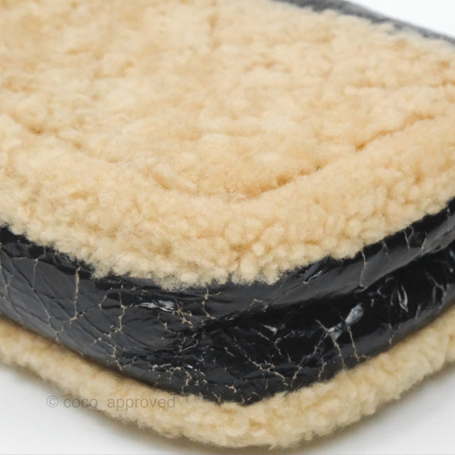 Chanel Mania CC Shearling Flap Bag Black Crumpled Glazed Sheepskin