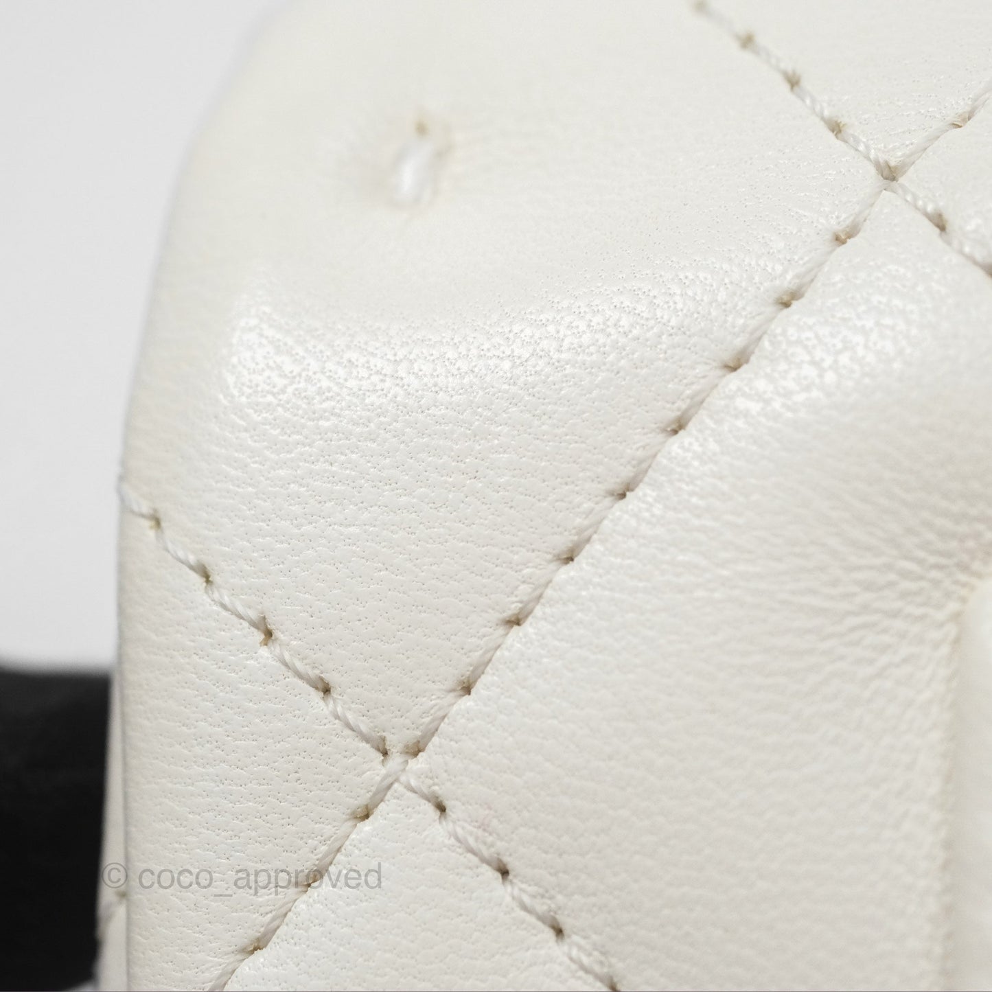 Chanel Top Handle Mini Flap Ivory White Lambskin Gold Hardware