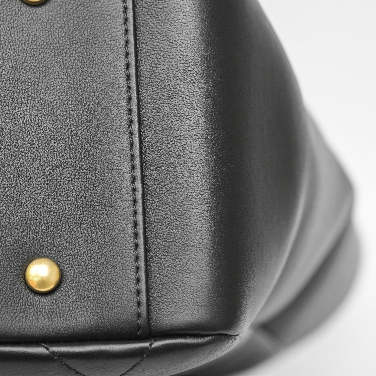 Chanel Stitched Large Shopping Bag Black Calfskin Aged Gold Hardware