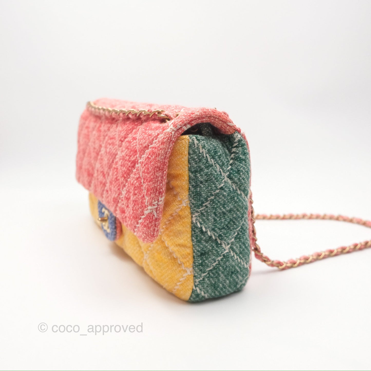 Chanel Denim Quilted Medium Flap Rainbow Gold Hardware