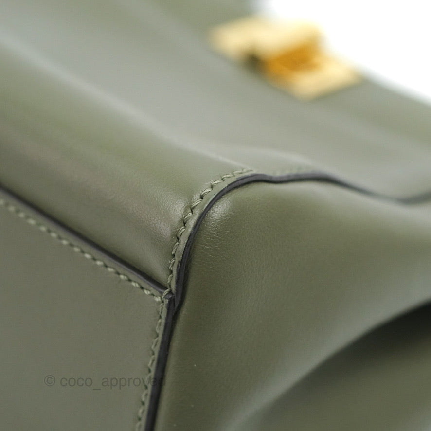 Fendi Mini Peekaboo Pocket Bag Olive Green Gold Hardware