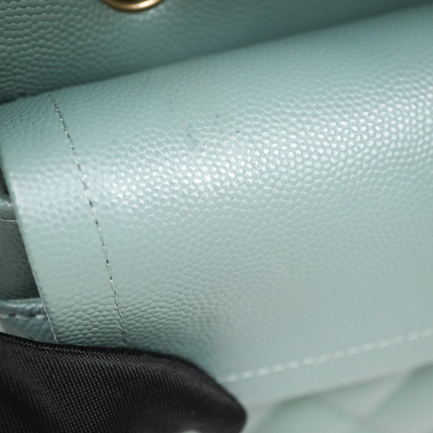 Chanel Small Quilted Classic Flap Tiffany Green Cavier Gold Hardware