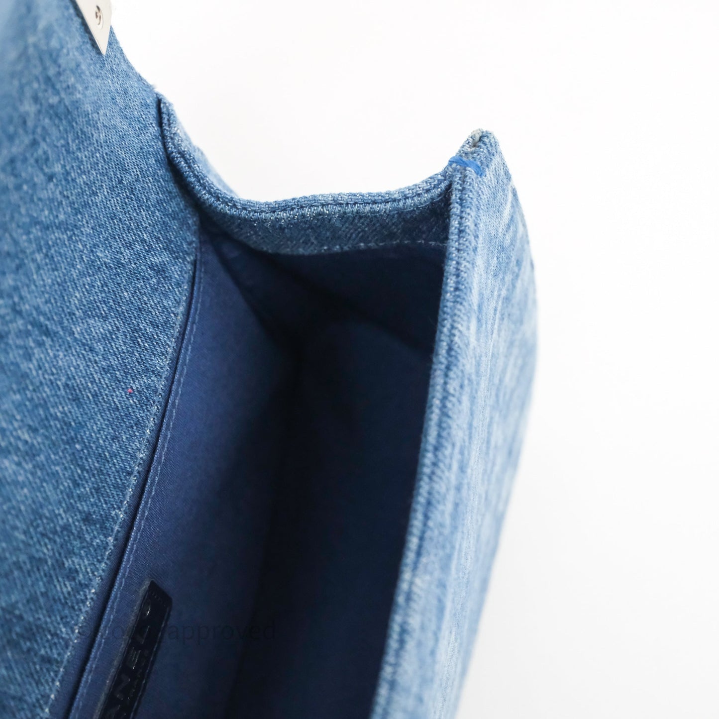 Chanel Medium Boy Blue Denim Tweed Silver Hardware