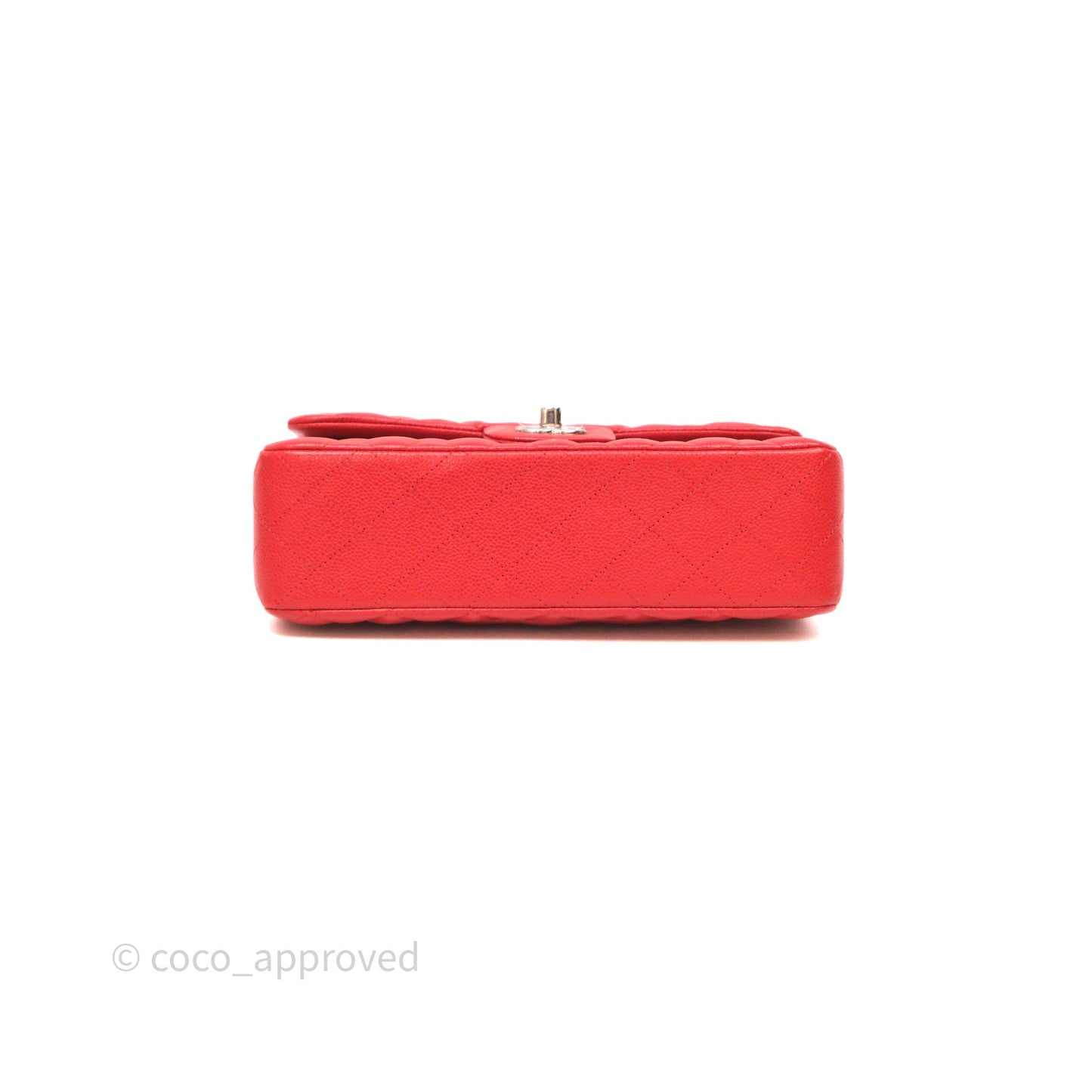 Chanel Small Classic Flap Quilted Red Caviar Silver Hardware