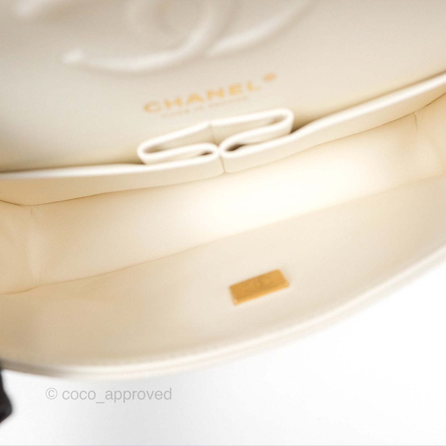 Chanel Small Classic Quilted Flap Light Ivory Caviar Gold Hardware