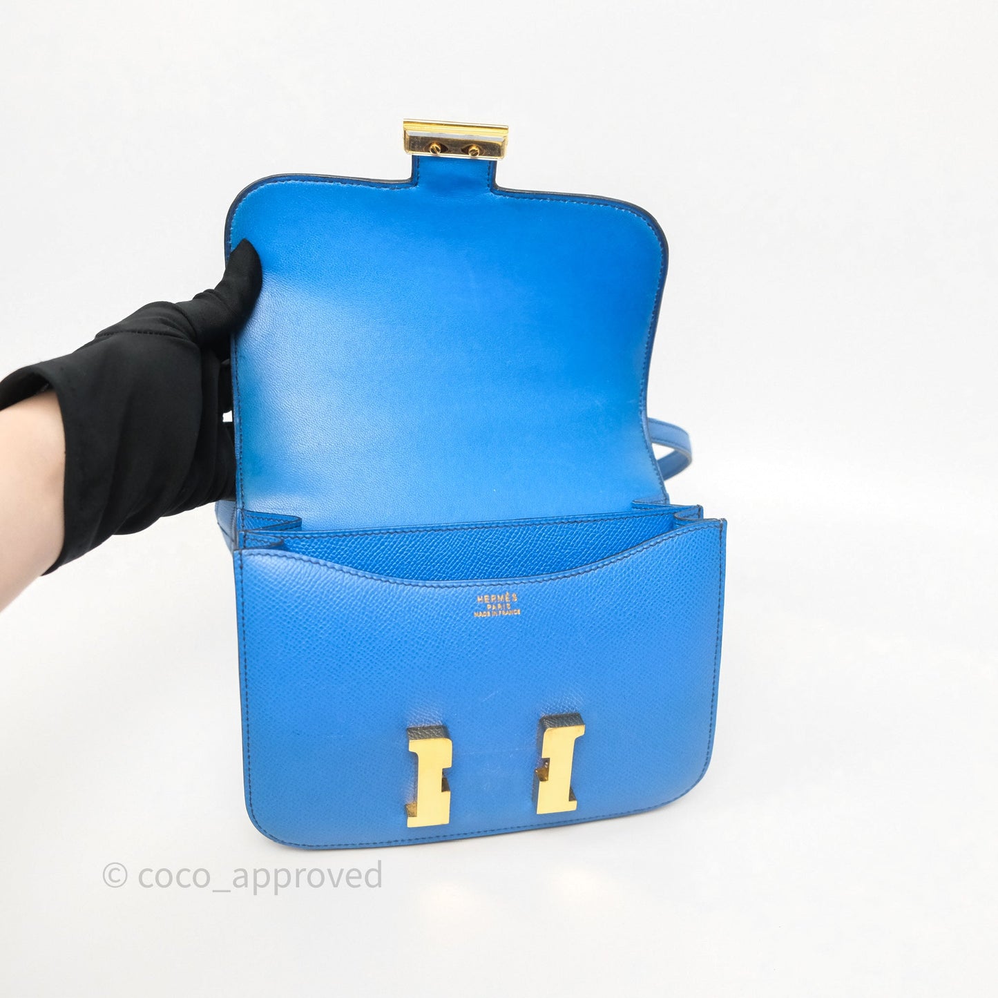 Hermès Constance Mini 18cm Bleu Izmir 7W Epsom Gold Hardware
