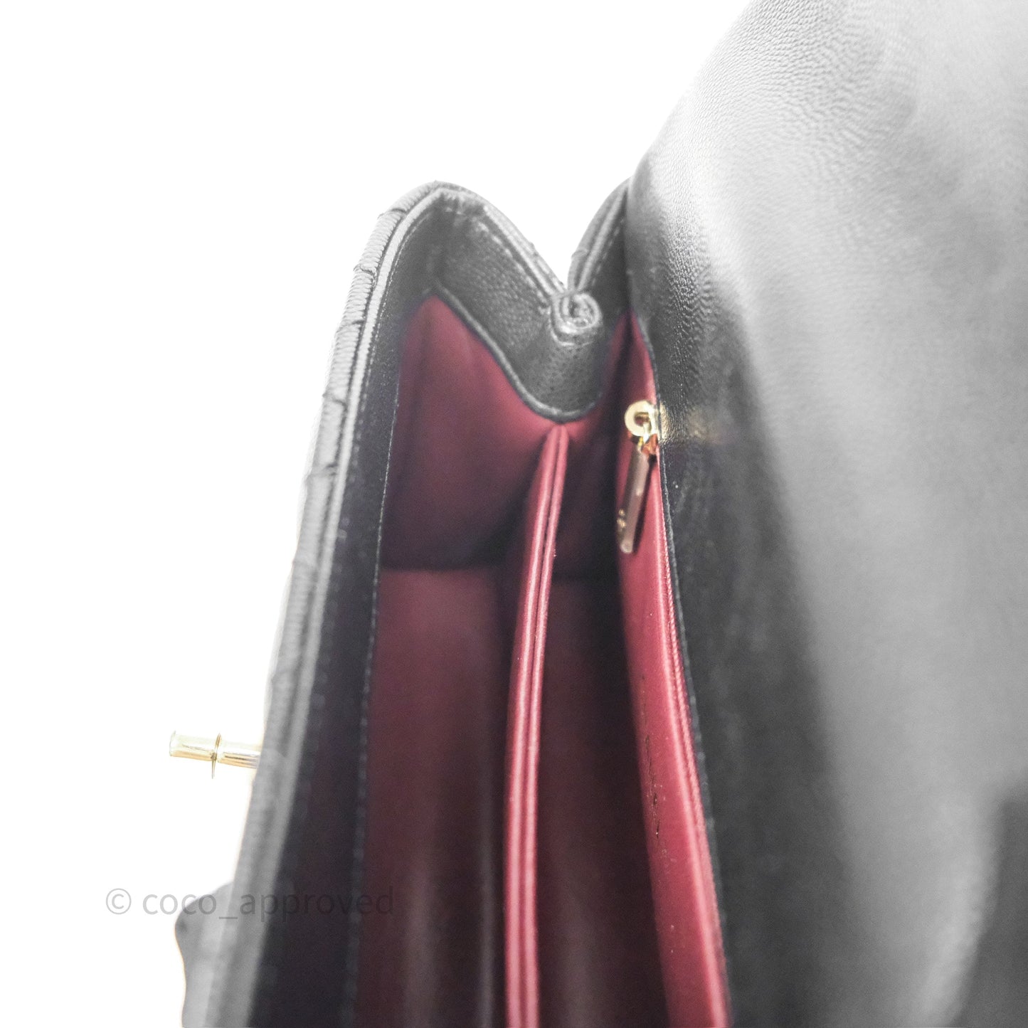 Chanel Small Coco Handle Quilted Black Caviar Gold Hardware Lizard Handle
