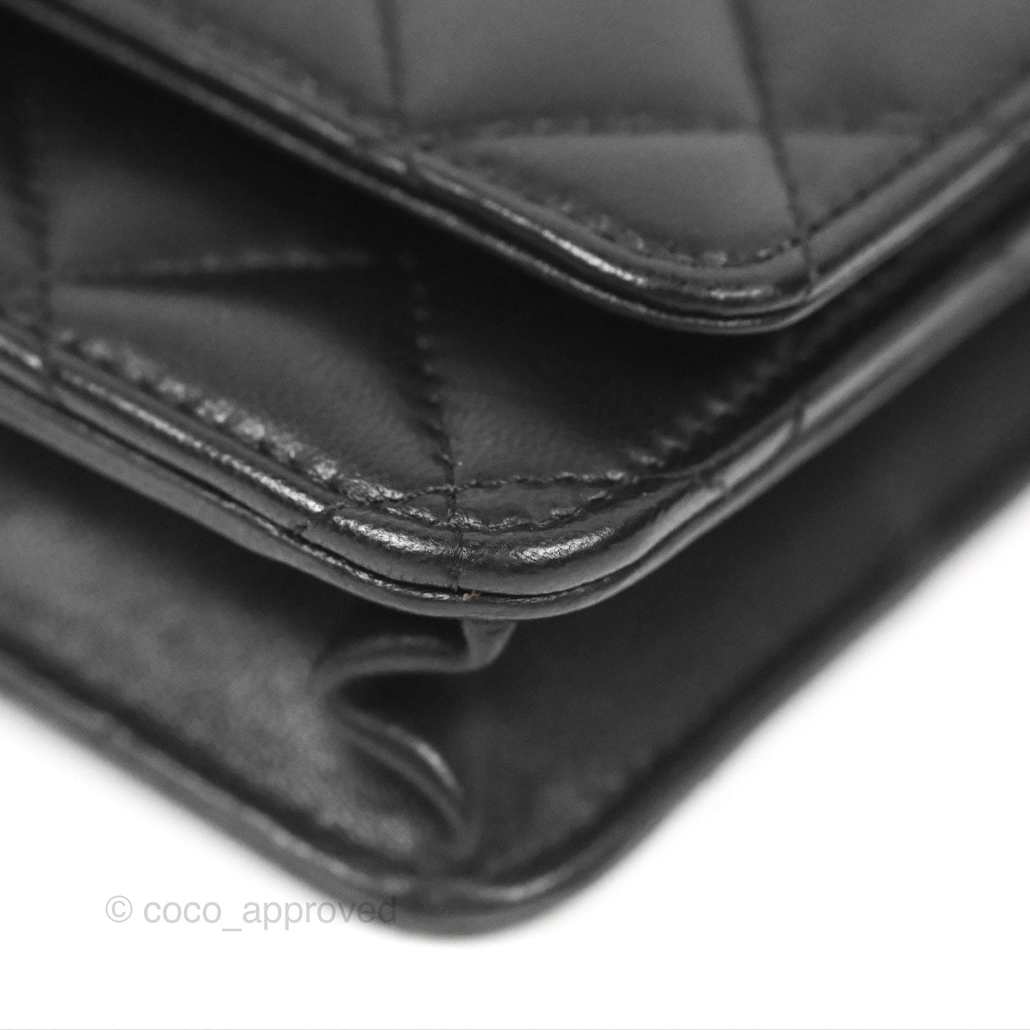 Chanel Classic Quilted Wallet On Chain WOC Black Lambskin Silver Hardware