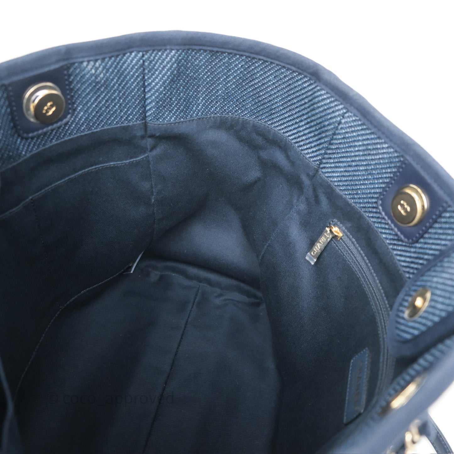 Chanel Medium Deauville Tote Navy Raffia Gold Hardware