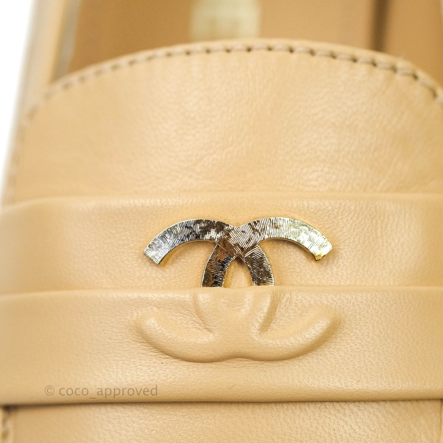 Chanel CC Beige Loafers Size 38